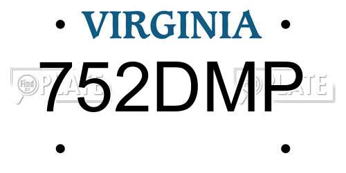 752DMP Virginia License Plate