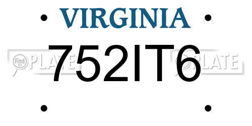 752IT6 Virginia License Plate