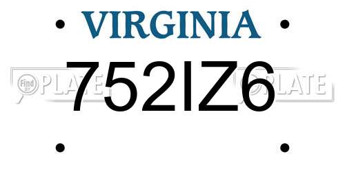 752IZ6 Virginia License Plate