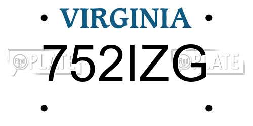 752IZG Virginia License Plate