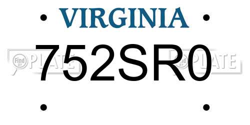 752SR0 Virginia License Plate