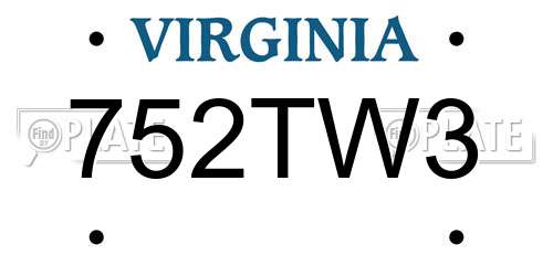 752TW3 Virginia License Plate