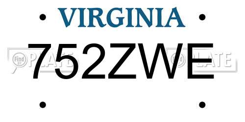 752ZWE Virginia License Plate