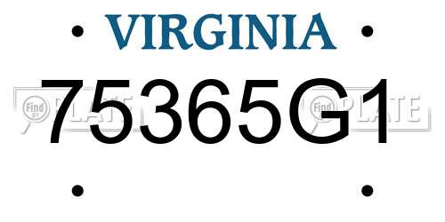 75365G1 Virginia License Plate