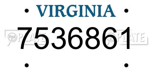 7536861 Virginia License Plate