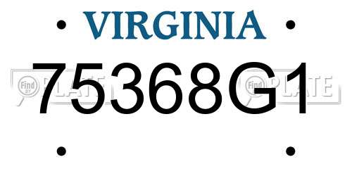 75368G1 Virginia License Plate