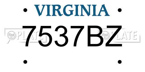 7537BZ Virginia License Plate