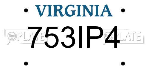 753IP4 Virginia License Plate