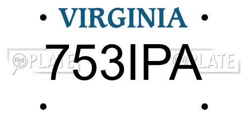753IPA Virginia License Plate