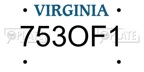 753OF1 Virginia License Plate
