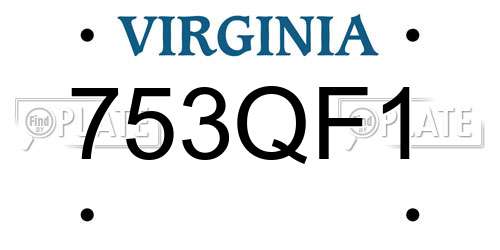 753QF1 Virginia License Plate
