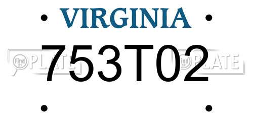 753T02 Virginia License Plate