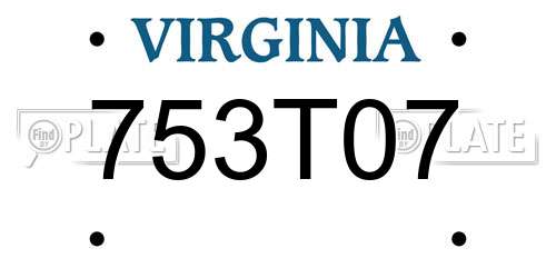753T07 Virginia License Plate
