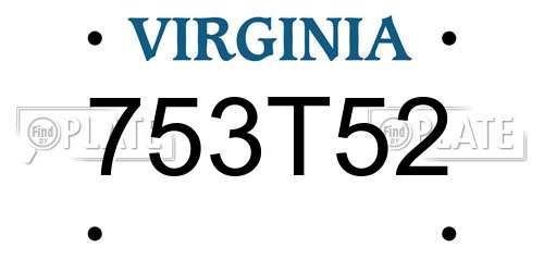 753T52 Virginia License Plate