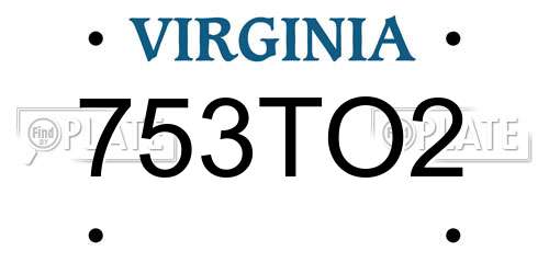 753TO2 Virginia License Plate