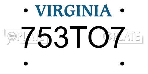 753TO7 Virginia License Plate