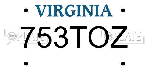 753TOZ Virginia License Plate
