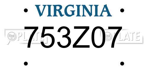 753Z07 Virginia License Plate