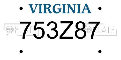 753Z87 Virginia License Plate