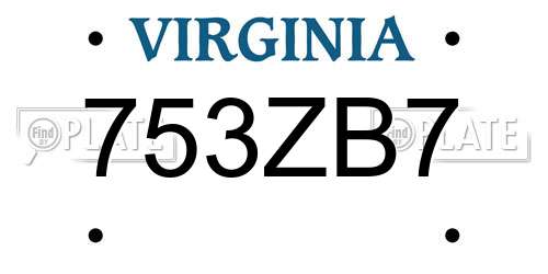 753ZB7 Virginia License Plate