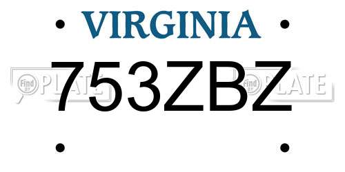 753ZBZ Virginia License Plate