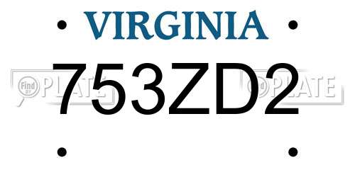 753ZD2 Virginia License Plate