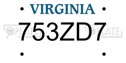 753ZD7 Virginia License Plate