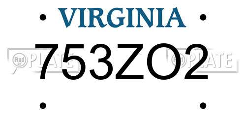753ZO2 Virginia License Plate