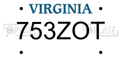 753ZOT Virginia License Plate