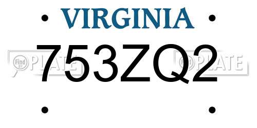 753ZQ2 Virginia License Plate