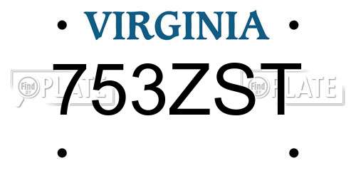 753ZST Virginia License Plate