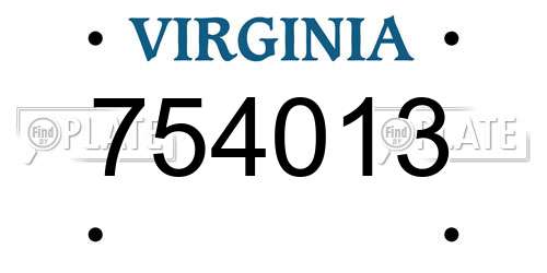 754013 Virginia License Plate