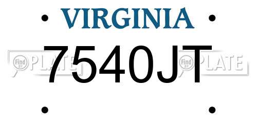 7540JT Virginia License Plate