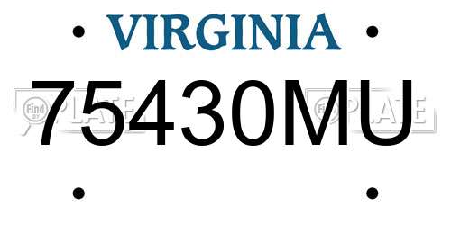 75430MU Virginia License Plate