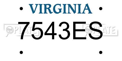 7543ES Virginia License Plate
