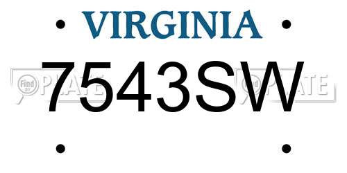 7543SW Virginia License Plate