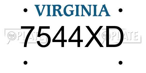 7544XD Virginia License Plate