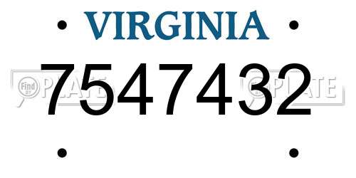 7547432 Virginia License Plate