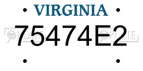 75474E2 Virginia License Plate