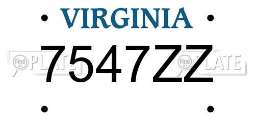 7547ZZ Virginia License Plate