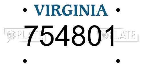 754801 Virginia License Plate