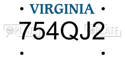 754QJ2 Virginia License Plate