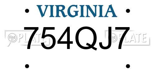 754QJ7 Virginia License Plate
