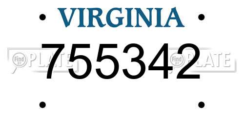 755342 Virginia License Plate