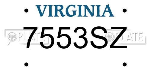 7553SZ Virginia License Plate