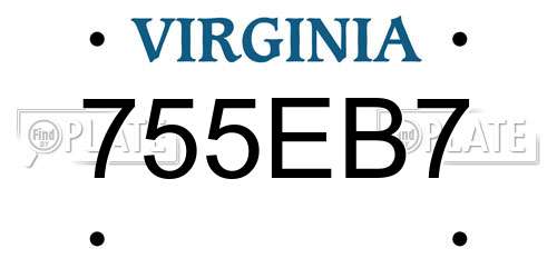 755EB7 Virginia License Plate