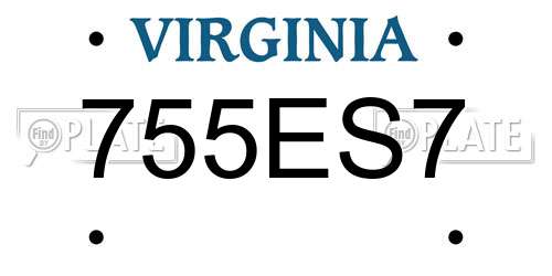 755ES7 Virginia License Plate