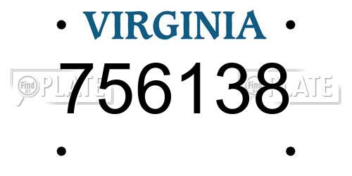 756138 Virginia License Plate
