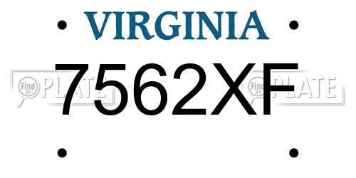 7562XF Virginia License Plate