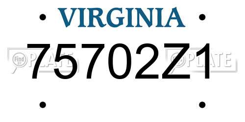 75702Z1 Virginia License Plate